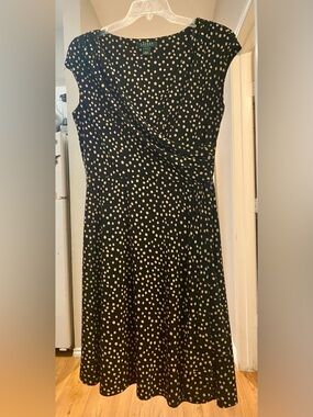 Lauren Ralph Lauren Black and White Polka Dot Midi Dress - Size 14 - EUC!
